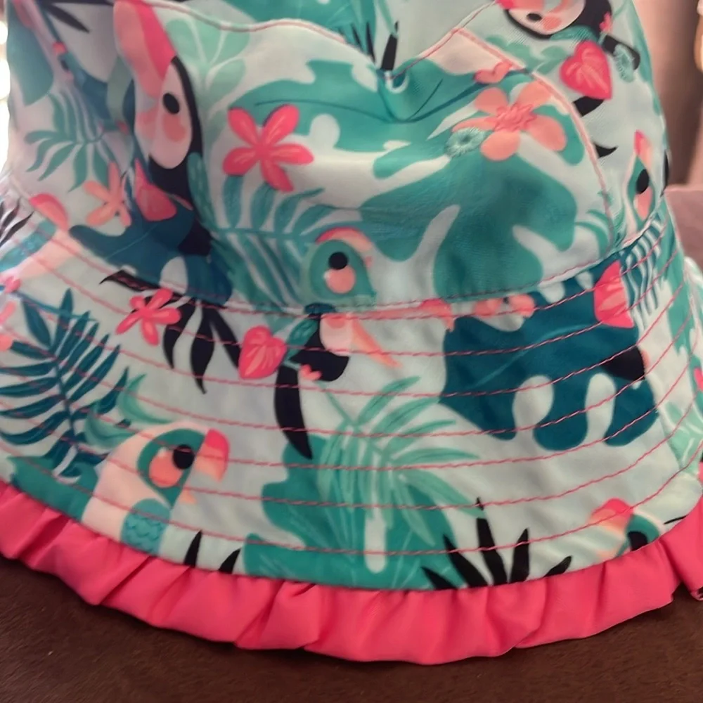 UV Skinz Girl’s 3T Pink Reversible Tropical Toucan Sun Shade Bucket Hat